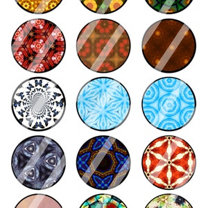 Caleidoscopios 12 mm, 20mm, 25 mm 1 inch Circle Digital Collage Sheets Bottle Cap Images 1' Button Round Circles image 2