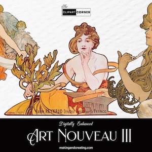 Authentic Vintage Art Nouveau Women Clipart PNG Images Clip Art  Old Digital Old Illustration Mucha Woman Graphics  Download Commercial Use