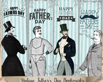 Vintage Retro Father's Day 2019 Gift IdeasBookmarks Hang Gift Tags Digital Images Card Making Scrapbook Scrapbook Journal Decoupage Paper