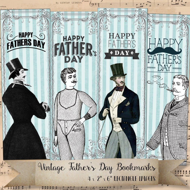 Vintage Retro Father's Day 2019 Gift IdeasBookmarks Hang Gift Tags Digital Images Card Making Scrapbook Scrapbook Journal Decoupage Paper image 1