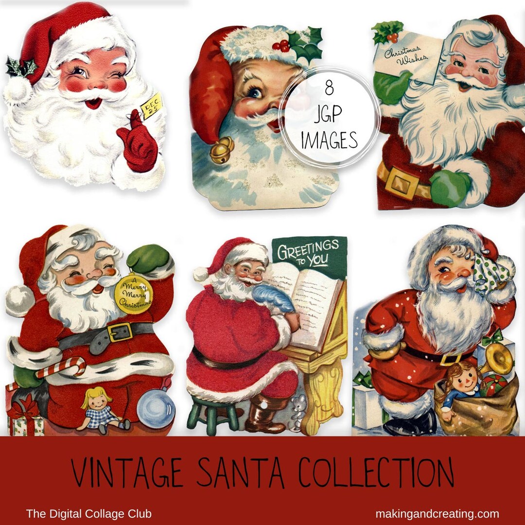 Vintage Santa Claus Digital Collage Sheet Ephemera Images Print ...