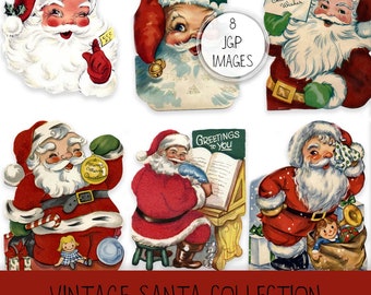 Vintage Weihnachtsmann digitale Collage Blatt Ephemera Bilder Druck Scrapbook Decoupage Papier digitaler Download Clip Art Journaling Scrapbooking