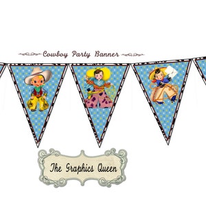 Digital Cowboy Party Banner Cowboy Decor Digital Download Vintage Cowboy Party Decor Banner Clipart Vintage Images