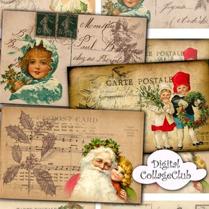 Vintage Viktorianische Weihnachten Digitale Postkarten Karten Vater Printable Download Collage Sheet Journaling Scrapbooking Kartenherstellung Ephemera ATC