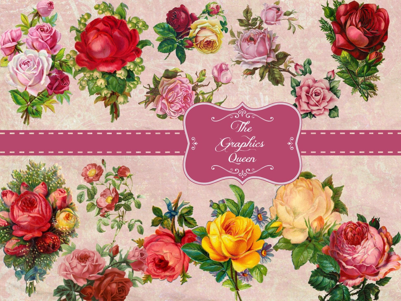 Vintage Victorian Flower Clipart Images Digital Collage Sheets | Etsy