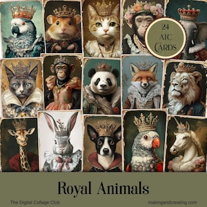 Animais Reais Caprichosos Peculiares Retratos Antropomórficos Vitorianos Cartões ATC Imprimíveis Efêmeras Download Digital Ilustrações Criação de Cartões