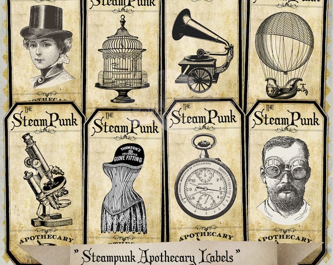 Steampunk Apothecary Labels Digital Images for Tags Vintage Etsy
