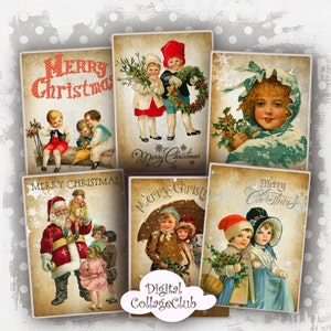 Victorian Vintage Christmas Children ATC Cards Digital Collage Digital Download Christmas Images Jewelry Holders Christmas Cards Journaling