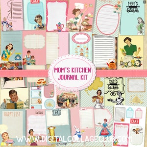 Mom's Kitchen Journal Retro Home Vintage Recipes Digital Journal Kit Embellishments Images for Scrapbooking Scrapbook Journaling Card Making