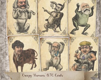 Creepy Humans Part II Digital Images for Card Making Journaling Scrapbooking Scrapbook Journal Jewelry Jewellery Holder ATC Card Decoupage