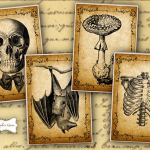 Vintage Halloween Images Jewelry Holders Digital Tags Cards Labels Digital Download Digital Collage Sheet ATC, Aceo Scrapbooking Journaling