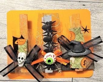Halloween Altered Clothespins / Altered Clothespin Clips / Halloween Magnets / Spooky Magnets / Halloween Clips / Journal Clips / Bookmarks