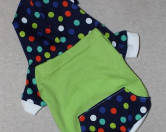Navy & Polka Dot Dog Hoodie / Personalization Available!