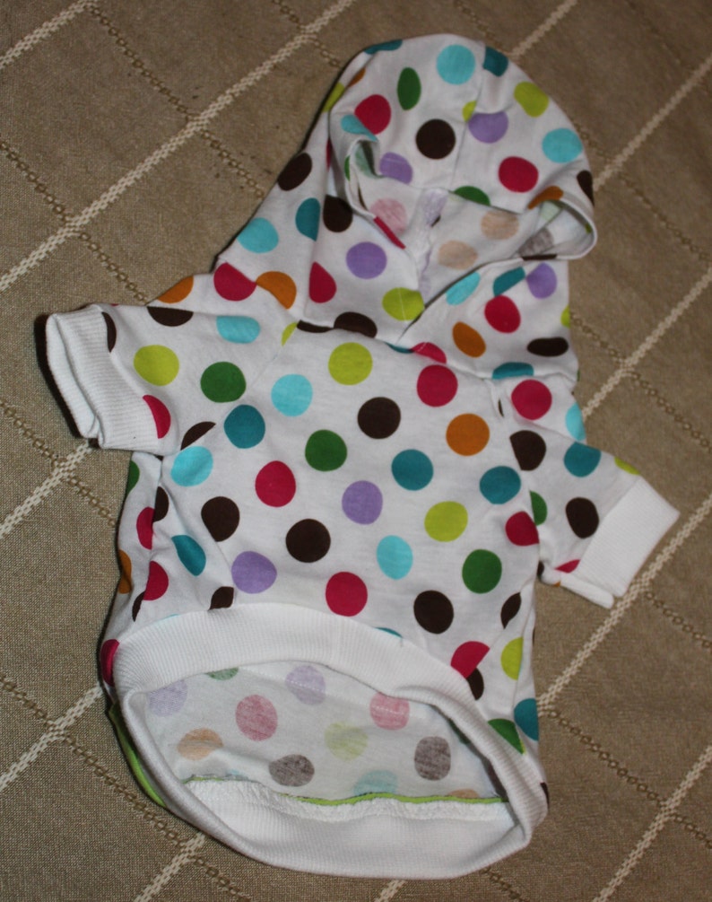 Dog Hoodie, Multi-Color Polka Dot Spring Print in Sm, Med, Lg / Personalization Available image 2