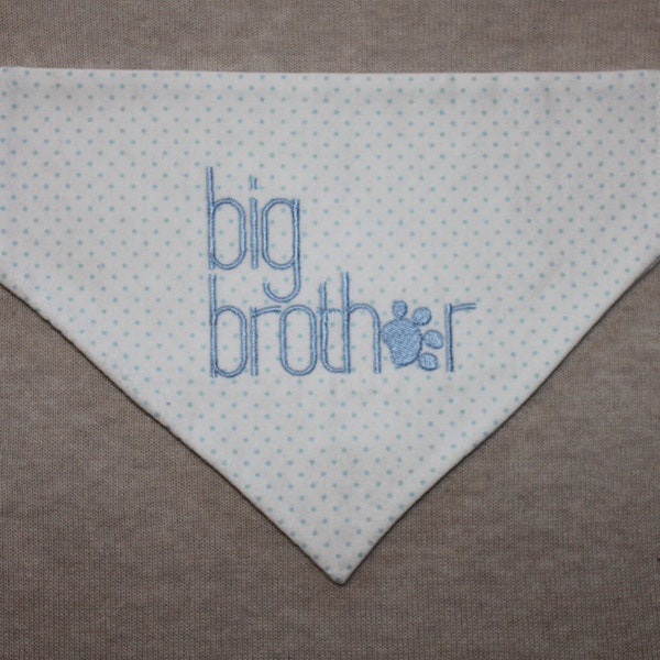 Big Brother Embroidered Dog Bandanna in Medium & Large