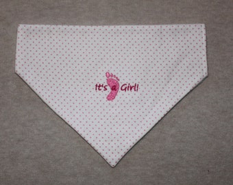 It's A Girl Embroidered Dog Bandanna in Small, Medium & Large