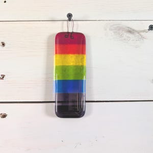 Rainbow Fused Glass Sun Catcher, Gay Pride Wall Hanging Gift, LGBTQ Present Rainbow Lover gift