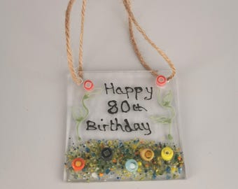 Mini atrapasol de vidrio fundido para 80 cumpleaños, regalo especial para 80 cumpleaños, regalo personalizado para 80 cumpleaños