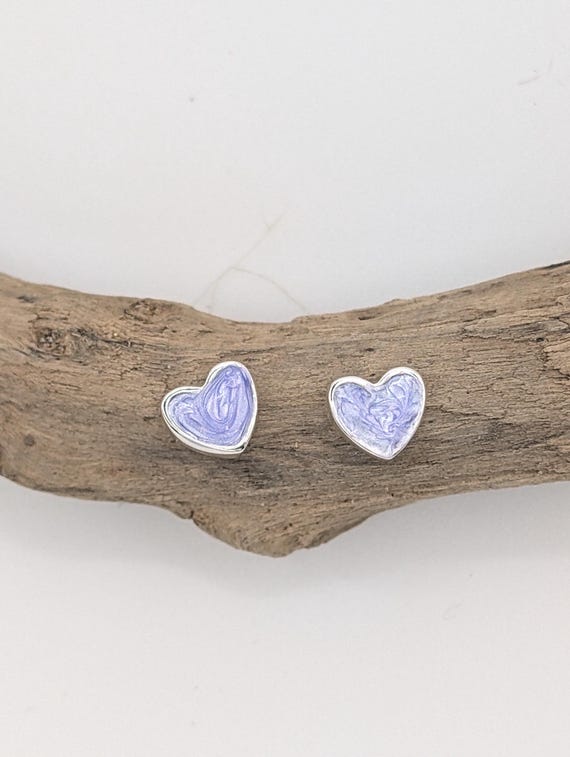 Heart Ashes Cremains Resin Stud Earrings, 925 Sterling Silver Resin Heart Earrings for Hair Fur Ash, Memorial Loved One Keepsake Gift
