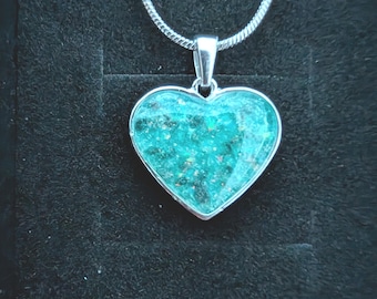 Heart Ashes Fur Cremains Resin Pendant, 925 Sterling Silver Resin Heart Necklace for Hair Fur Ashes, Memorial Loved One Heart Keepsake Gift