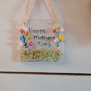 Mini atrapasol de vidrio fusionado para el Día de la Madre. Regalo especial para el Día de la Madre. Regalo para el Día de la Madre