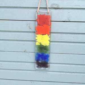 Rainbow Fused Glass Sun Catcher: Handmade Window Garden Art