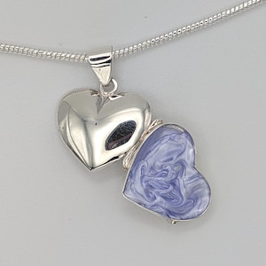 Heart Locket Ashes Fur Hair Cremains Resin Pendant, 925 Sterling Silver Heart Locket Necklace for Hair Fur Ashes, Memorial Heart Locket Gift