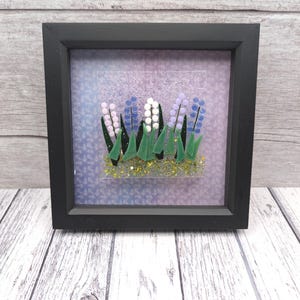 Bluebell Flower Fused Glass Picture, Blue Bell Wild Flower Gift, Flower New Home Present, Bluebell Flower Lover Gift, Bluebell Wall Art