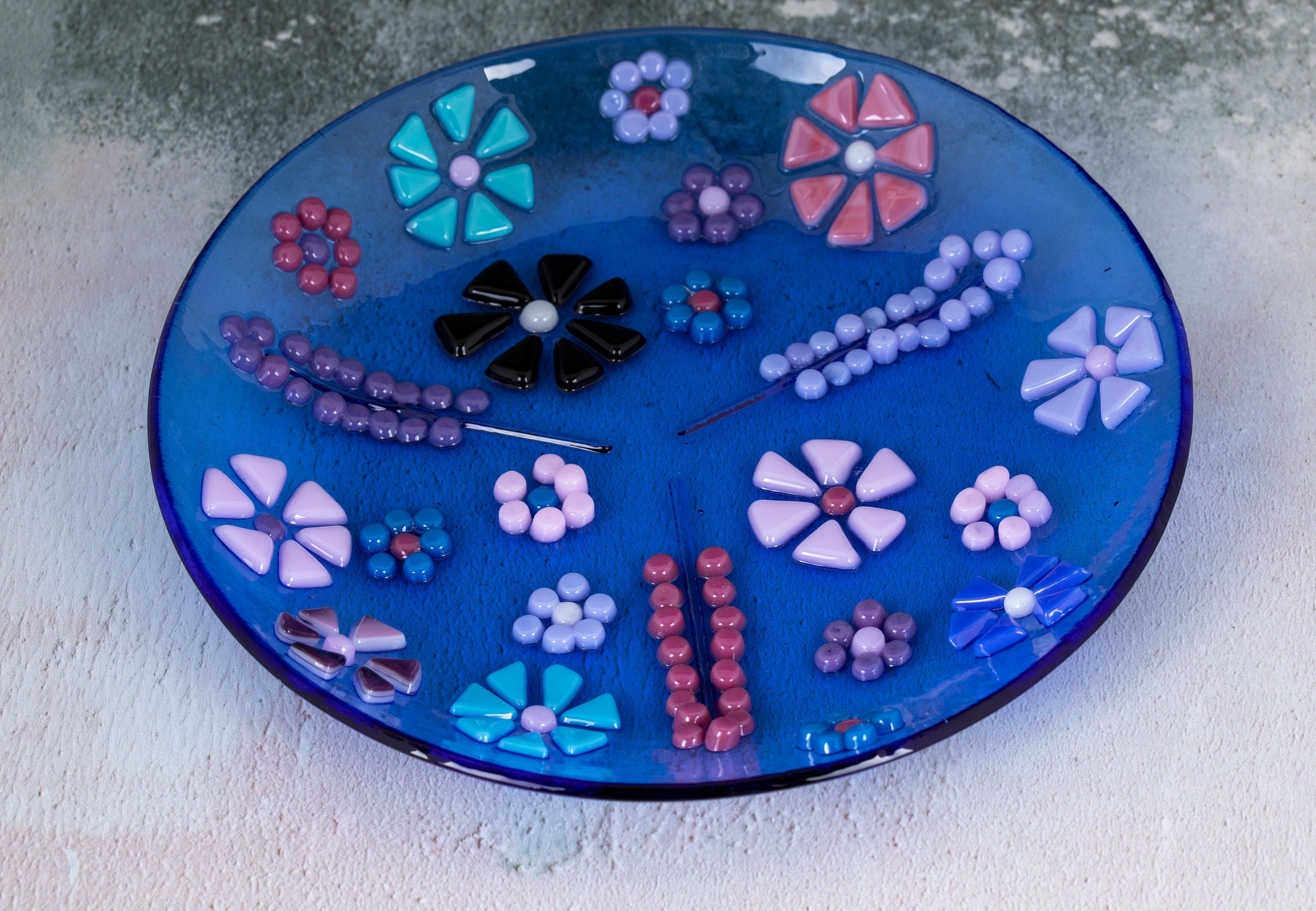 Wild Flower Fused Glass Bowl. Floral Dish. Floral Art. Pink Etsy UK