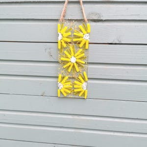 Yellow Flower Fused Glass Hanging Sun Catcher, Colourful Floral Art, Flower Lover Gift, Glass Flower Suncatcher, New Home Gift