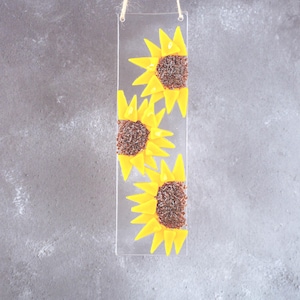 Sunflower Fused Glass Sun Catcher, Sunflowers Lover Gift, Yellow Sunflower Wall Art, New Home Present, Flower Lover Gift Idea