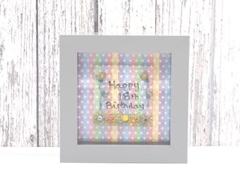 Mini photo de joyeux anniversaire 18e en verre fusionné, cadeau spécial 18e anniversaire, cadeau 18e anniversaire personnalisé
