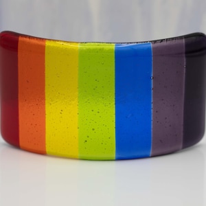 Rainbow Small Arc Fused Glass Suncatcher, Mini Rainbow Lover Gift. Glass Rainbow Present