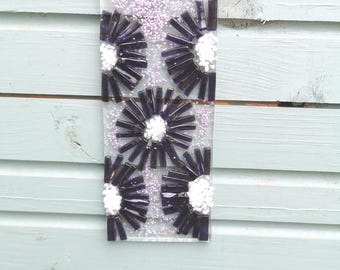 Purple Flower Fused Glass Suncatcher: Textured Garden Decor