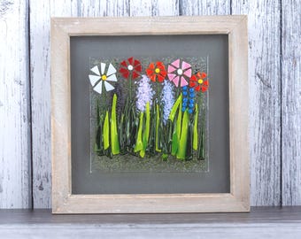 Wild Flower Large Fused Glass Picture, Colourful Pretty Flower Wall Art, Flower Gift Idea, Colourful Flower Present, Flower Lover Gift