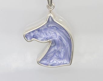 Horse Hair Ashes Resin Pendant, 925 Sterling Silver Resin Horse Head Necklace for Hair Ashes, Memorial Horse Loss Keepsake Gift, Horse Lover