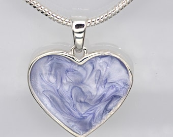 Heart Ashes Fur Cremains Resin Pendant, 925 Sterling Silver Resin Heart Necklace for Hair Fur Ashes, Memorial Loved One Heart Keepsake Gift