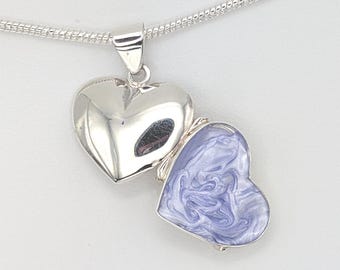 Heart Locket Ashes Fur Hair Cremains Resin Pendant, 925 Sterling Silver Heart Locket Necklace for Hair Fur Ashes, Memorial Heart Locket Gift