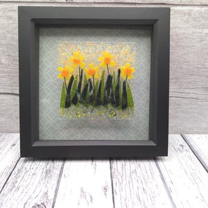 Daffodil Curved Fused Glass Picture, Daffodil Lover Picture Gift, Yellow Flower Gift, Daffodil Wall Art, New Home Gift Idea