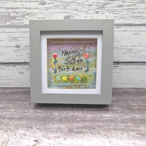 Alles Gute zum 50. Geburtstag Bild aus geschmolzenem Glas. Besonderes Geschenk zum 50.Geburtstag. Personalisiertes Geburtstagsgeschenk