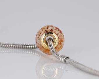 Kremeringsaska Glaspärla, FÖRGULDAD 925 Sterling Silver Kärna, Cremains Ashes Pärlesmycken, Ash Cremains Berlock, passar Pandora armband