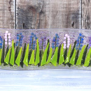 Bluebell Flower Curved Fused Glass Suncatcher, Blue Bell Wild Flower Gift, Flower New Home Present, Bluebell Flower Lover Gift