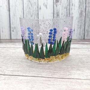 Bluebell Flower Arc Fused Glass Suncatcher, Blue Bell Wild Flower Gift, Flower New Home Present, Bluebell Flower Lover Gift