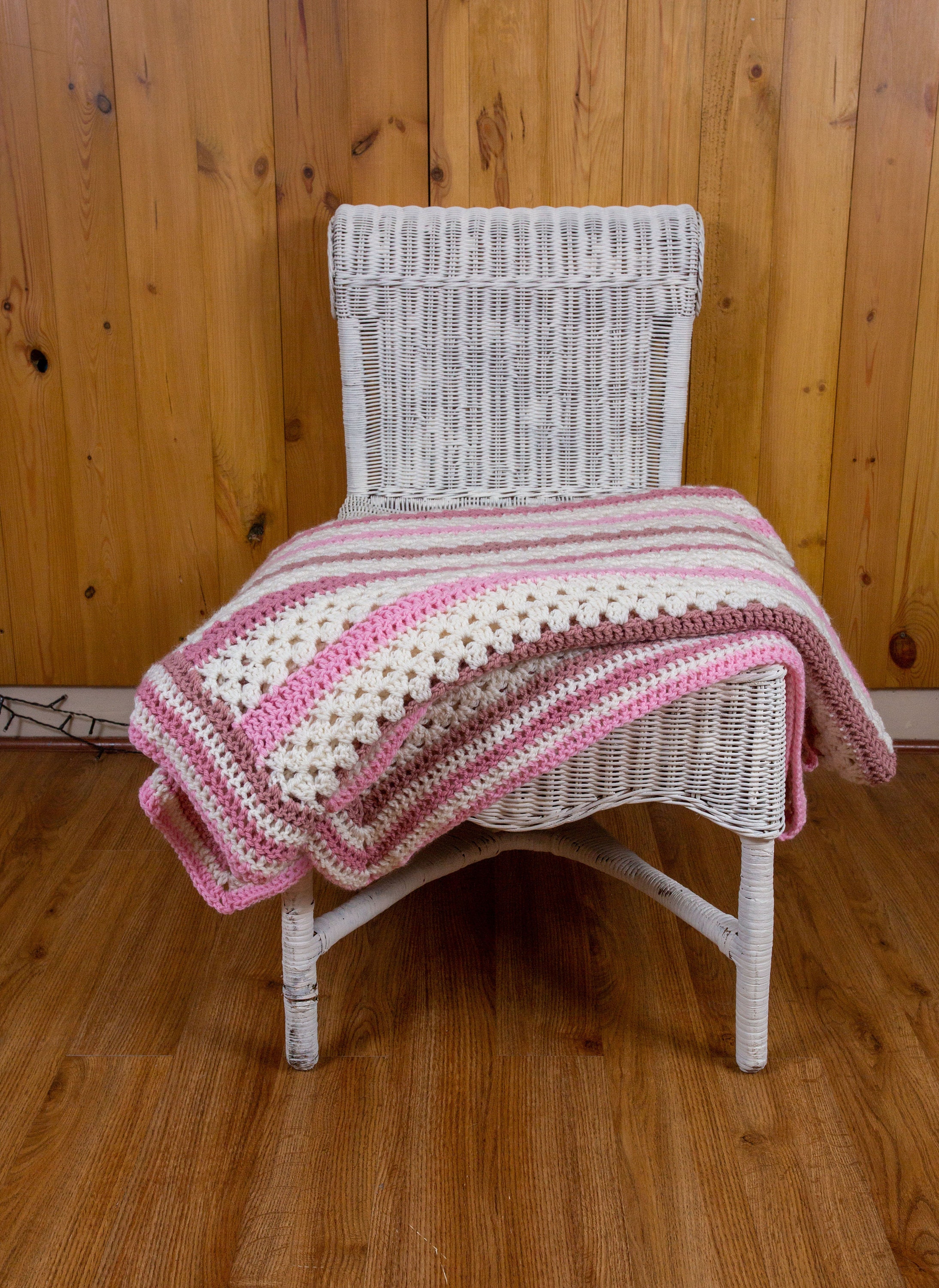 Crochet Blanket Striped in Shades of Pinks . Delicate Lacy Etsy UK