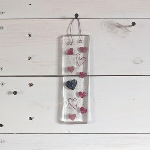 Copper Hearts Fused Glass Sun Catcher, Love Hearts Wall Hanging Gift, New House Present, Heart Lover Gift Idea
