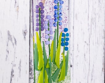 Acchiappasole in vetro fuso a forma di fiore di campanula, regalo di fiori selvatici campanula, regalo di fiori per la nuova casa, regalo per gli amanti dei fiori campanula.