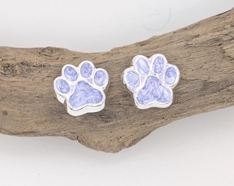Ashes Cremains Paw Resin Stud Earrings, 925 Sterling Silver Resin Paw Earrings for Hair Fur Ash, Pet Lover Memorial Keepsake Gift, Pet Loss