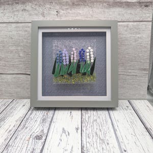 Bluebell Flower Fused Glass Picture, Blue Bell Wild Flower Gift, Flower New Home Present, Bluebell Flower Lover Gift, Bluebell Wall Art