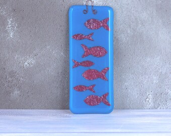 Acchiappasole in vetro fuso a forma di pesce in rame blu, tema spiaggia, regalo per gli amanti dei pesci, regalo per la nuova casa
