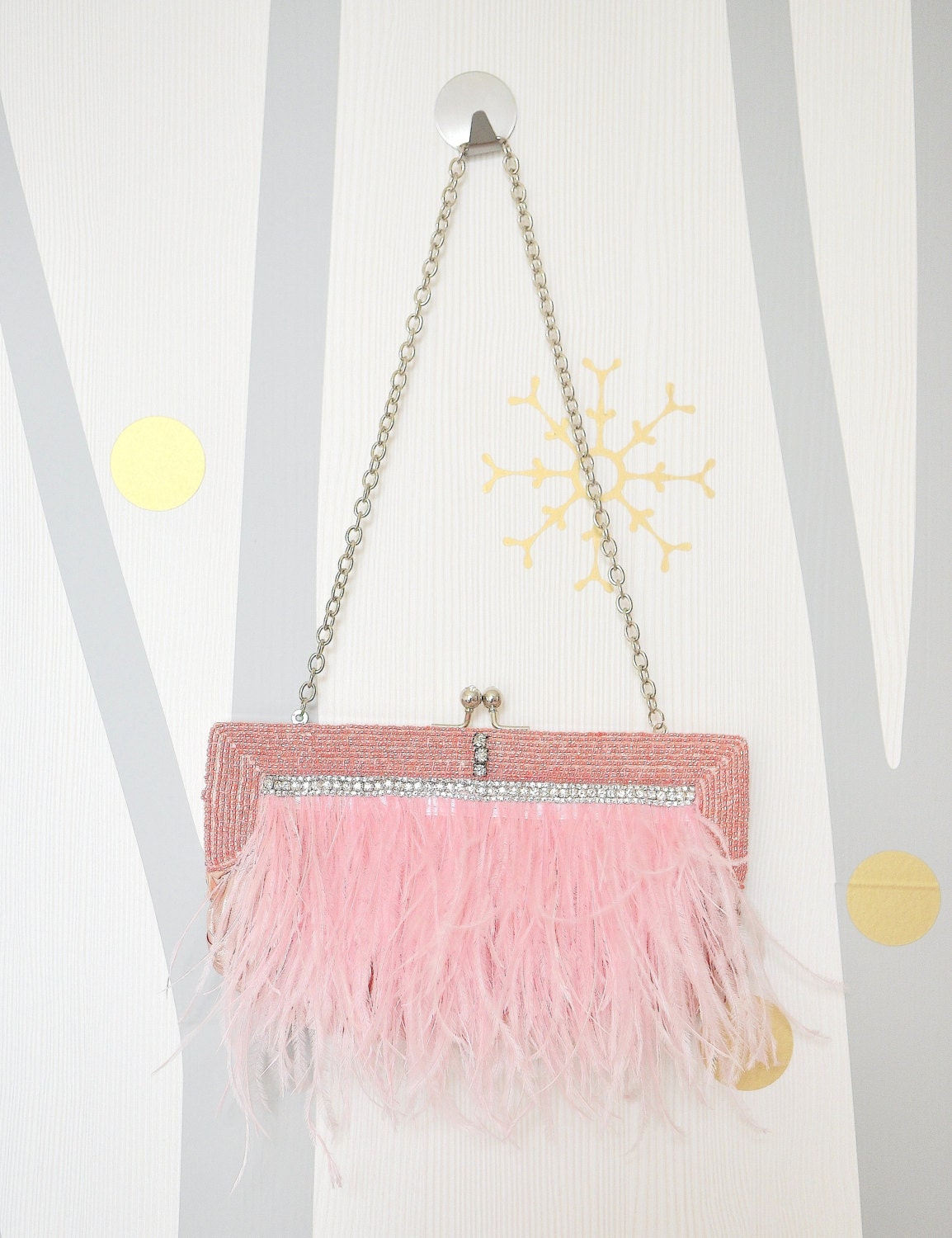 Bridal feather clutch blush baby pink pink evening bag pink Etsy